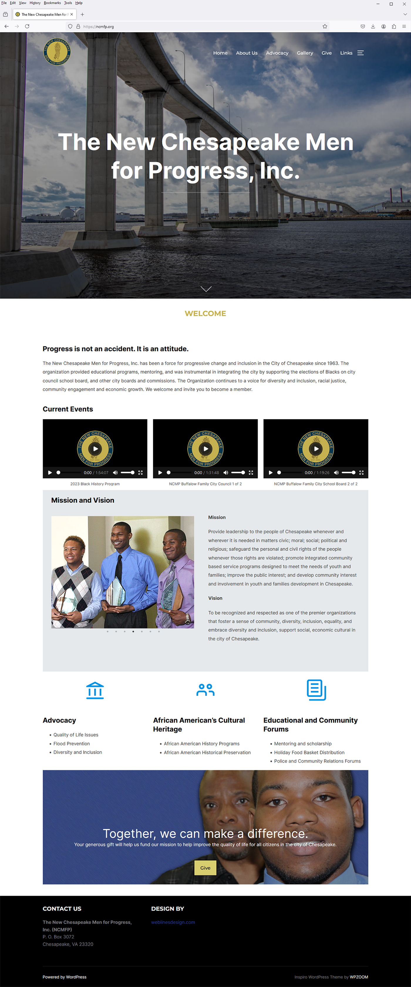 New Chesapeake Men for Progress Website